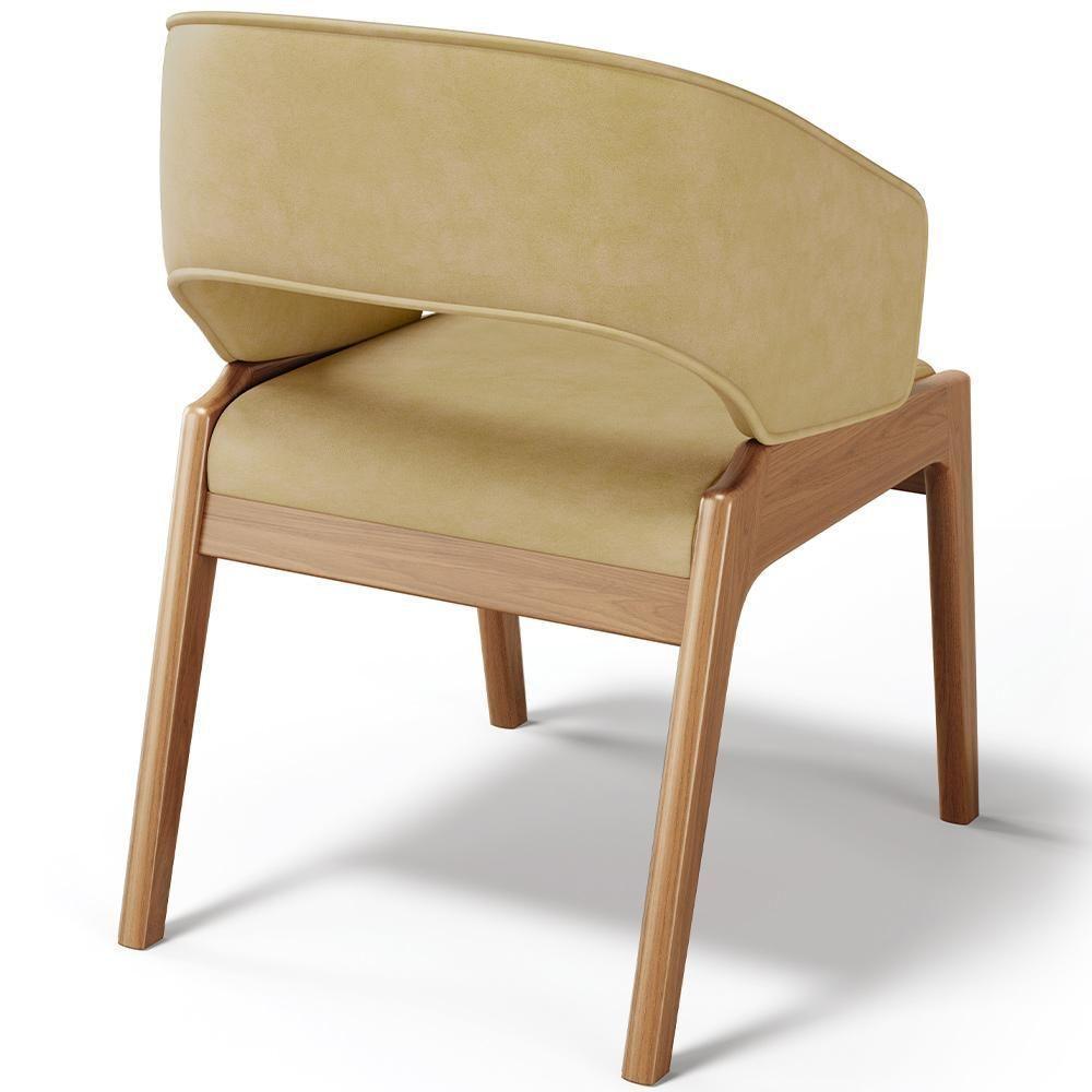 Kit 04 Cadeiras De Jantar E Estar Living Estofada Lince L02 Couríssimo Casco Fendi - Lyam Decor - 4