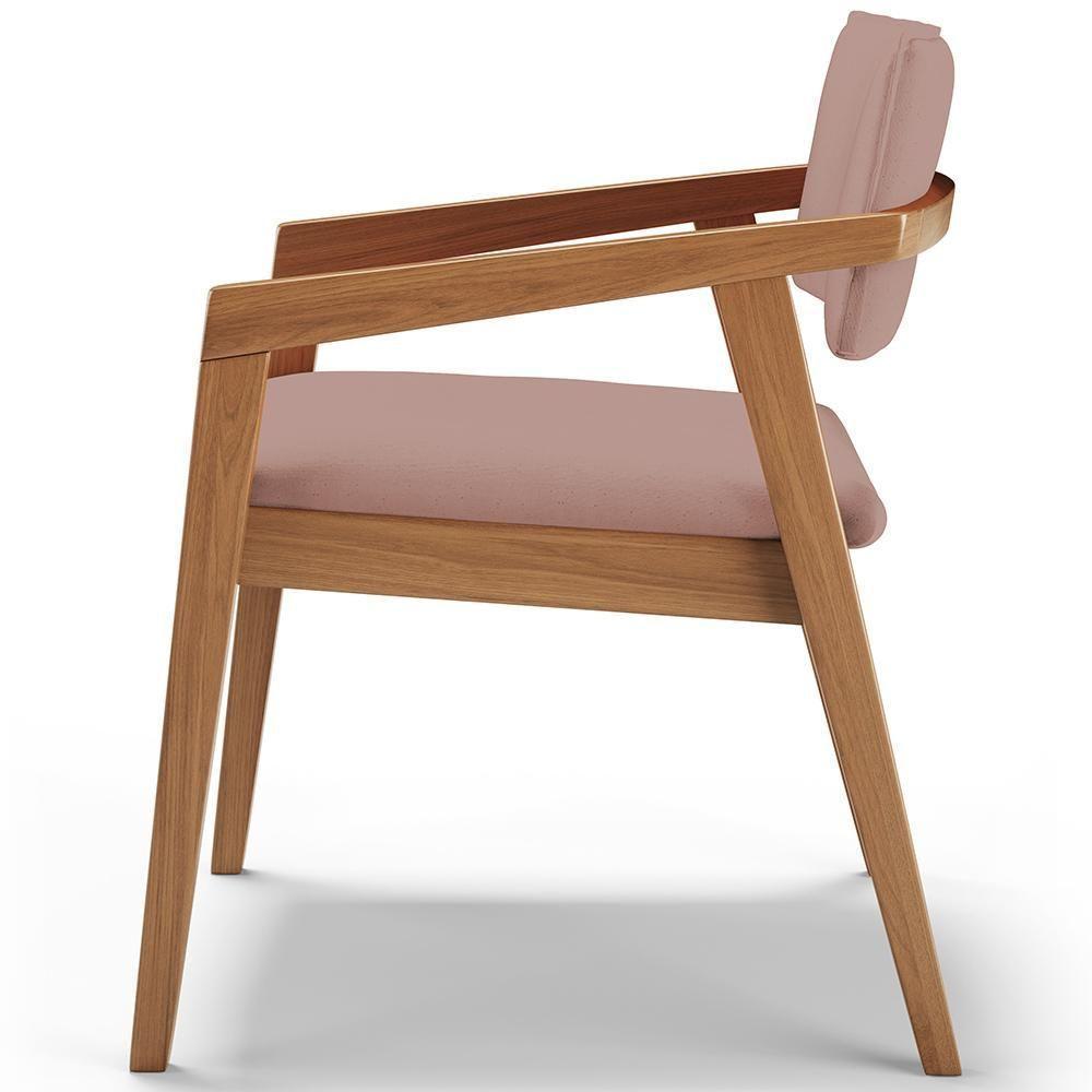 Kit 05 Cadeiras Para Sala De Jantar Estar Living Giorgia B04 Linho Rosê - 5