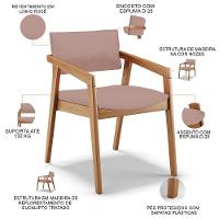 Kit 05 Cadeiras Para Sala De Jantar Estar Living Giorgia B04 Linho Rosê - 8