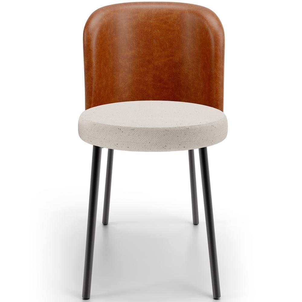 Kit 6 Cadeiras Sala De Jantar Estofada Gavi L02 Couríssimo Camel Linho Cru - 5