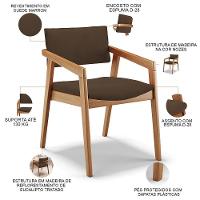 Kit 05 Cadeiras Para Sala De Jantar Estar Living Giorgia B04 Suede Marrom - 8