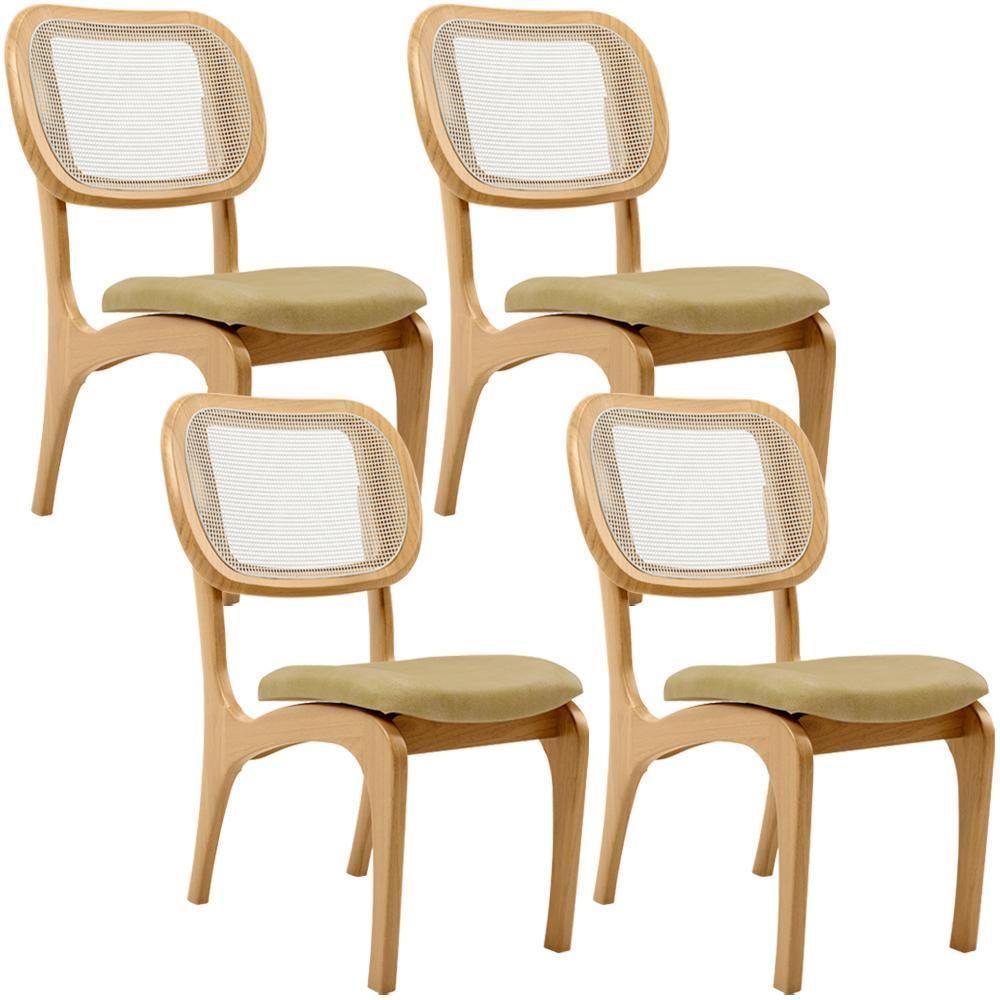 Kit 4 Cadeiras Para Sala De Jantar Estofada E Tela Mariah L02 Couríssimo Fendi - 1