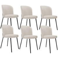 Kit 6 Cadeiras Sala De Jantar Estofada Gavi L02 Linho Cru - 1