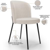 Kit 6 Cadeiras Sala De Jantar Estofada Gavi L02 Linho Cru - 7