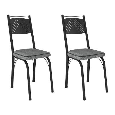 Kit 2 Cadeiras De Cozinha Virginia Estampado Andorinha Pés De Ferro Preto
