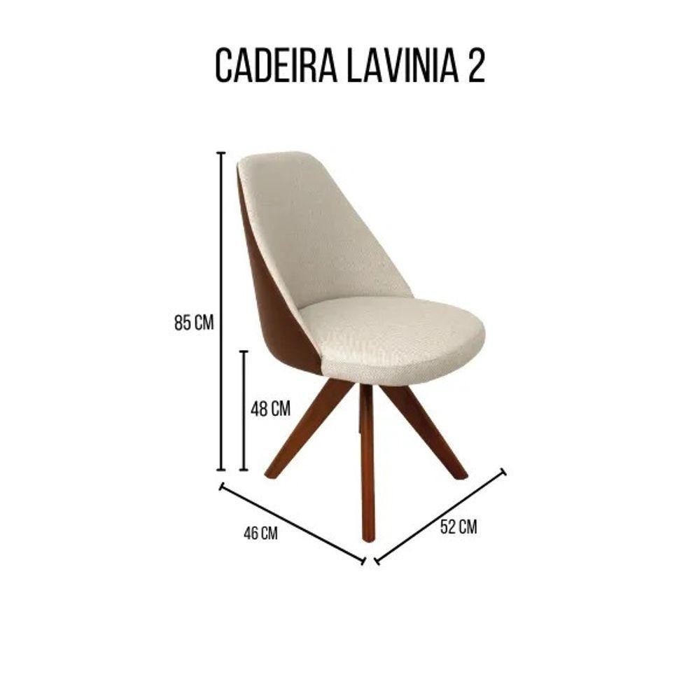 Cadeira De Jantar Lavínia Giratória Revestida Em Tecido Linho Bege E Courino Castanho - 5