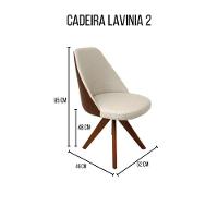 Cadeira De Jantar Lavínia Giratória Revestida Em Tecido Linho Bege E Courino Castanho - 5