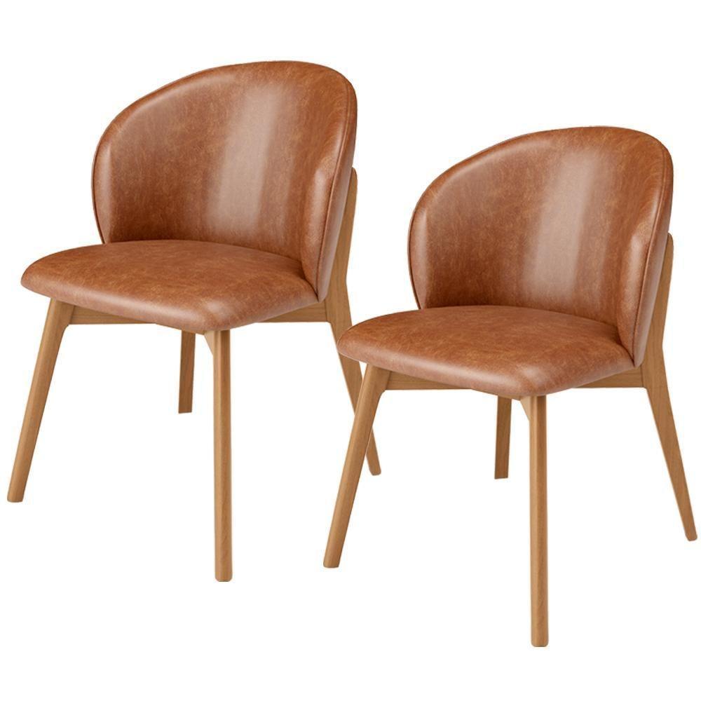 Kit 02 Cadeiras De Jantar E Estar Living Estofada Mia L02 Couríssimo Camel - 1