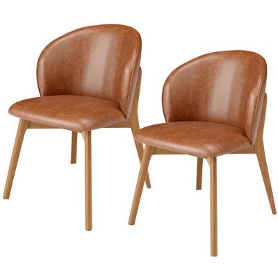 Kit 02 Cadeiras De Jantar E Estar Living Estofada Mia L02 Couríssimo Camel