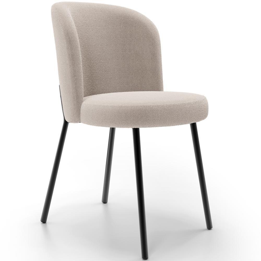 Cadeira Para Sala De Jantar Estofada Gavi L02 Bouclê Creme - 1