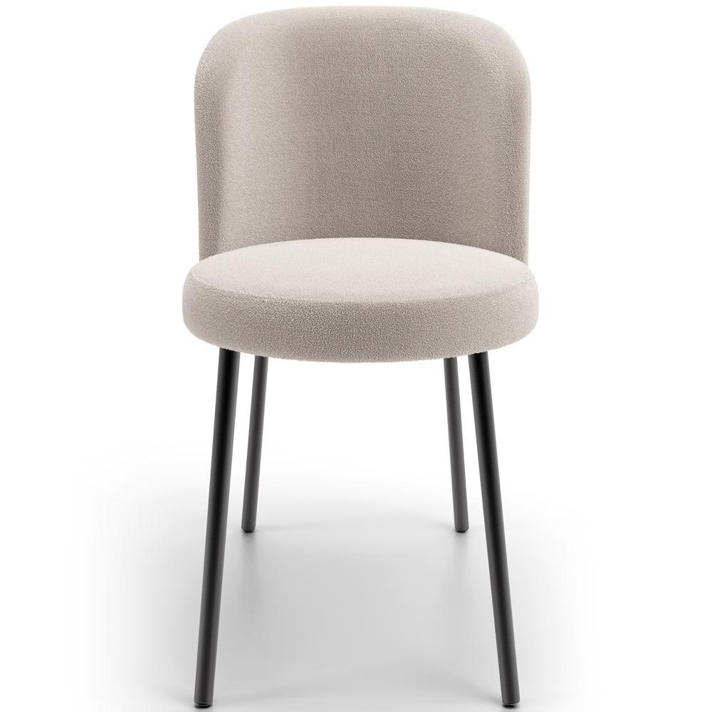 Cadeira Para Sala De Jantar Estofada Gavi L02 Bouclê Creme - 5