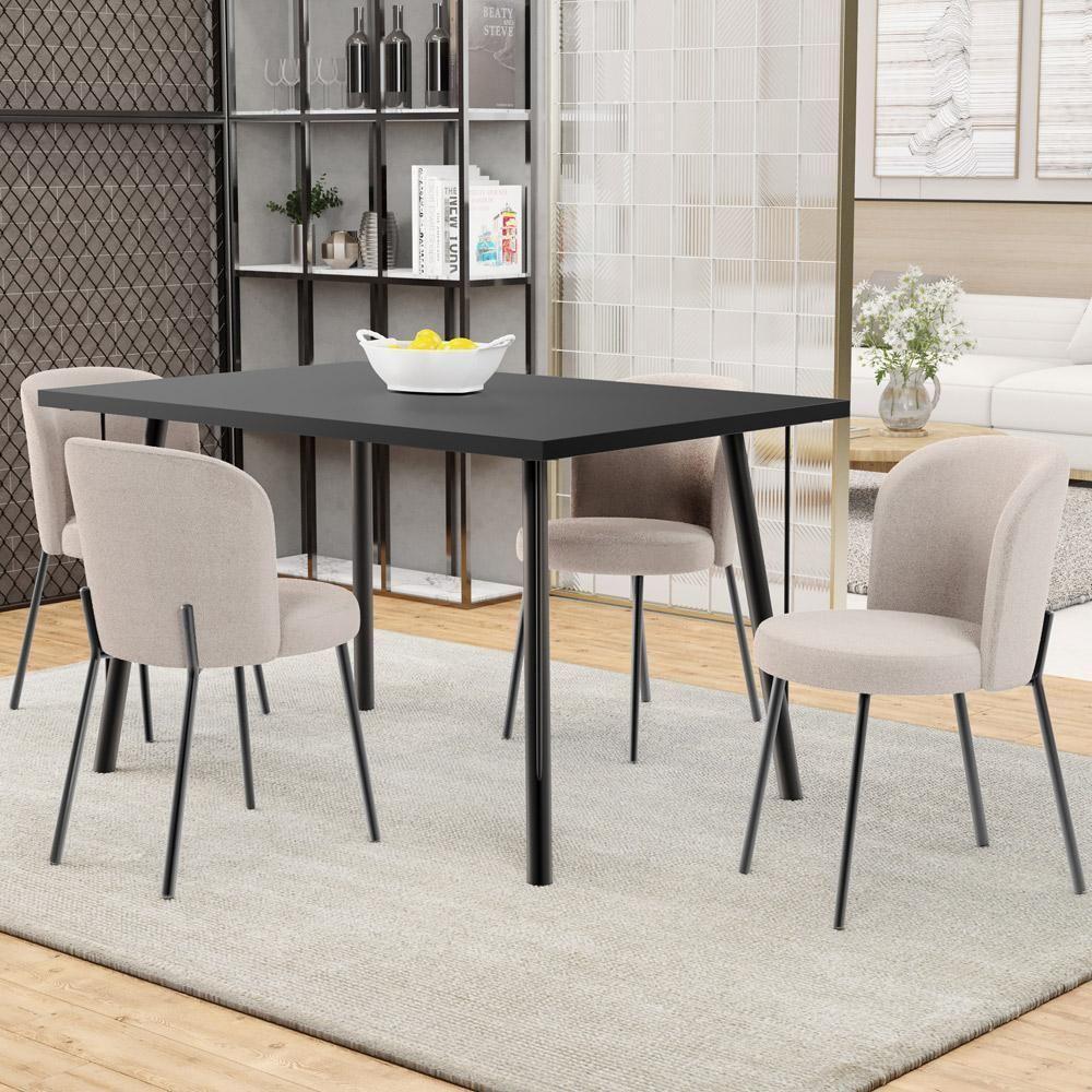 Cadeira Para Sala De Jantar Estofada Gavi L02 Bouclê Creme - 6