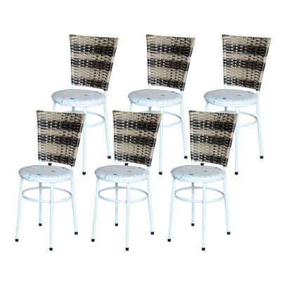 6 Cadeiras Para Mesa Branca Hawai Cappuccino Premium Assento Floral Cor:floral Areia