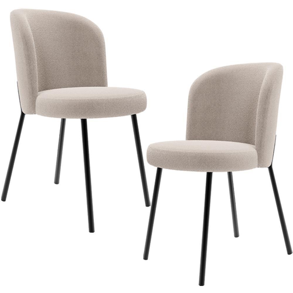 Kit 2 Cadeiras Sala De Jantar Estofada Gavi L02 Bouclê Creme - 1