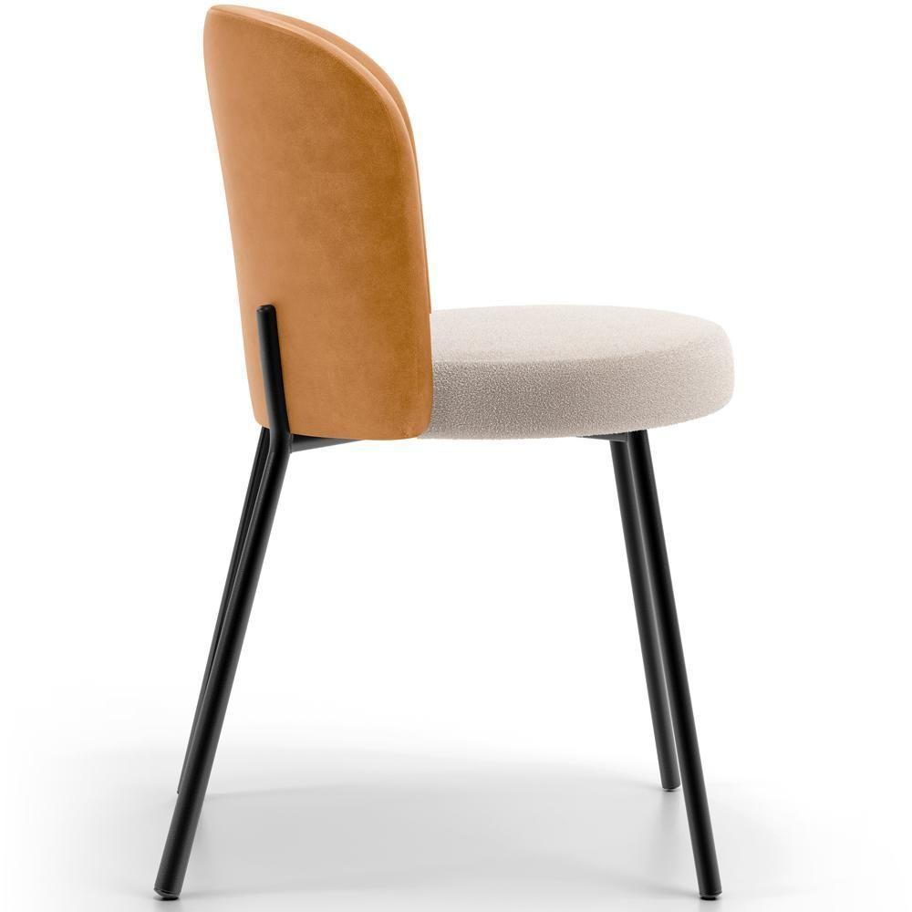 Cadeira Para Sala De Jantar Estofada Gavi L02 Couríssimo Whisky Bouclê Creme - 4