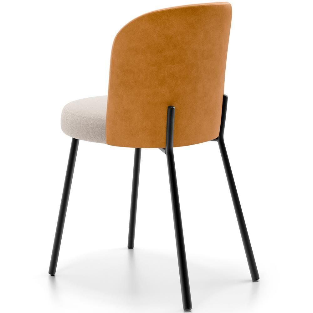 Cadeira Para Sala De Jantar Estofada Gavi L02 Couríssimo Whisky Bouclê Creme - 6