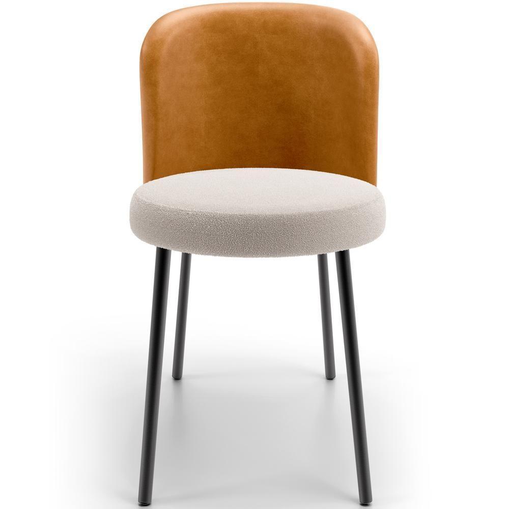 Cadeira Para Sala De Jantar Estofada Gavi L02 Couríssimo Whisky Bouclê Creme - 7
