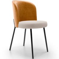 Cadeira Para Sala De Jantar Estofada Gavi L02 Couríssimo Whisky Bouclê Creme - 1