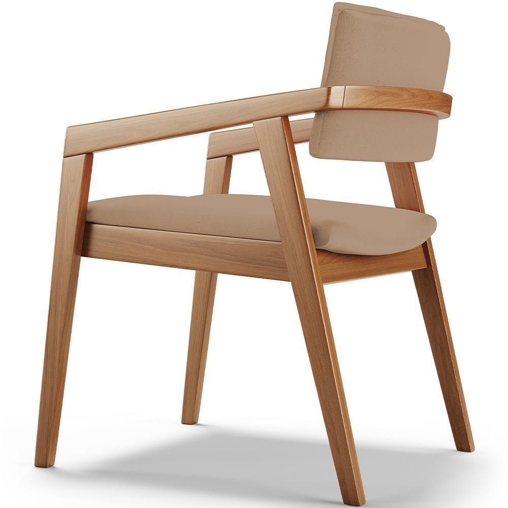 Kit 05 Cadeiras Para Sala De Jantar Estar Living Giorgia B04 Linho Bege Escuro - 5