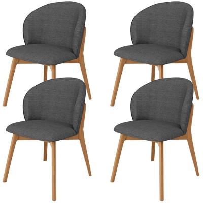 Kit 04 Cadeiras De Jantar E Estar Living Estofada Mia L02 Linho Cinza Escuro