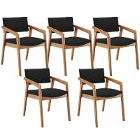 Kit 05 Cadeiras Para Sala De Jantar Estar Living Giorgia B04 Bouclê Preto - 1