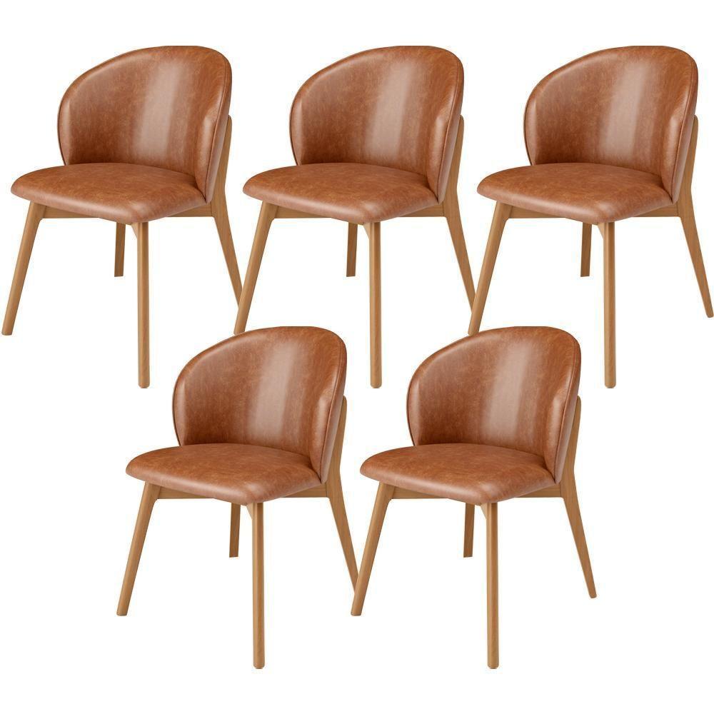 Kit 05 Cadeiras De Jantar E Estar Living Estofada Mia L02 Couríssimo Camel - 1