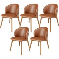 Kit 05 Cadeiras De Jantar E Estar Living Estofada Mia L02 Couríssimo Camel - 1