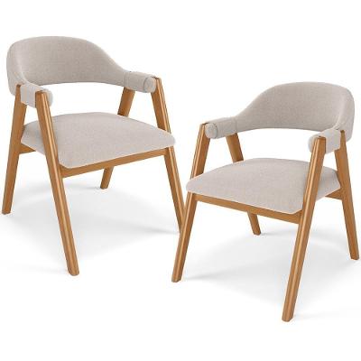 Kit 02 Cadeiras De Jantar E Estar Living Estofada Nadja L02 Bouclê Bege