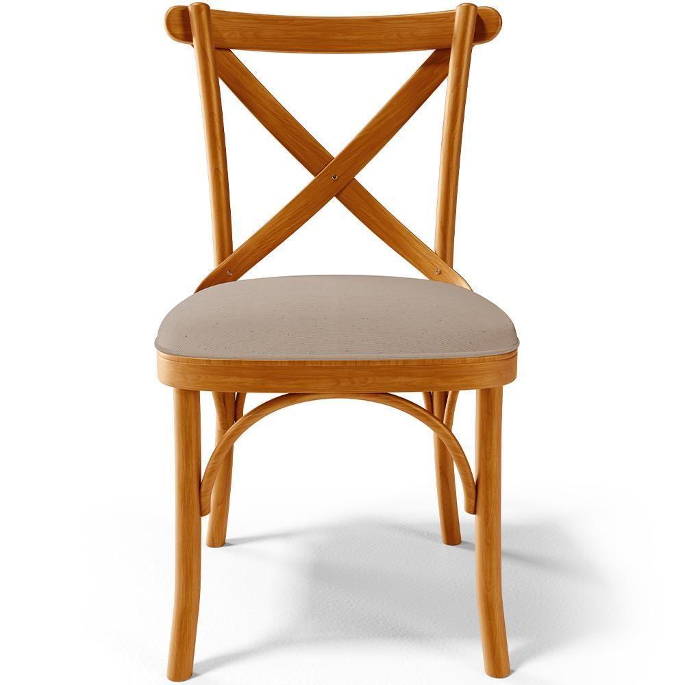 Kit 02 Cadeiras Para Sala De Jantar E Estar Living Estofada ávila L02 Linho Bege Escuro - Lyam - 4