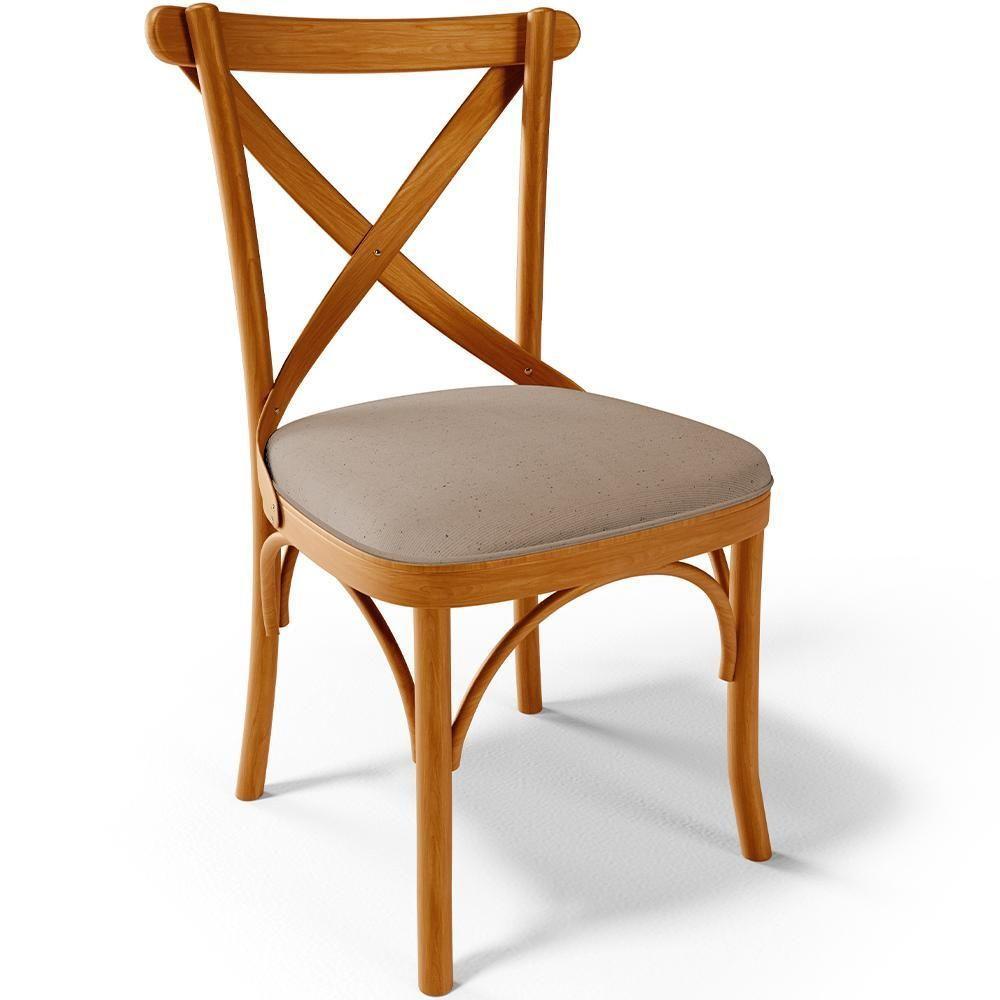 Kit 02 Cadeiras Para Sala De Jantar E Estar Living Estofada ávila L02 Linho Bege Escuro - Lyam - 7