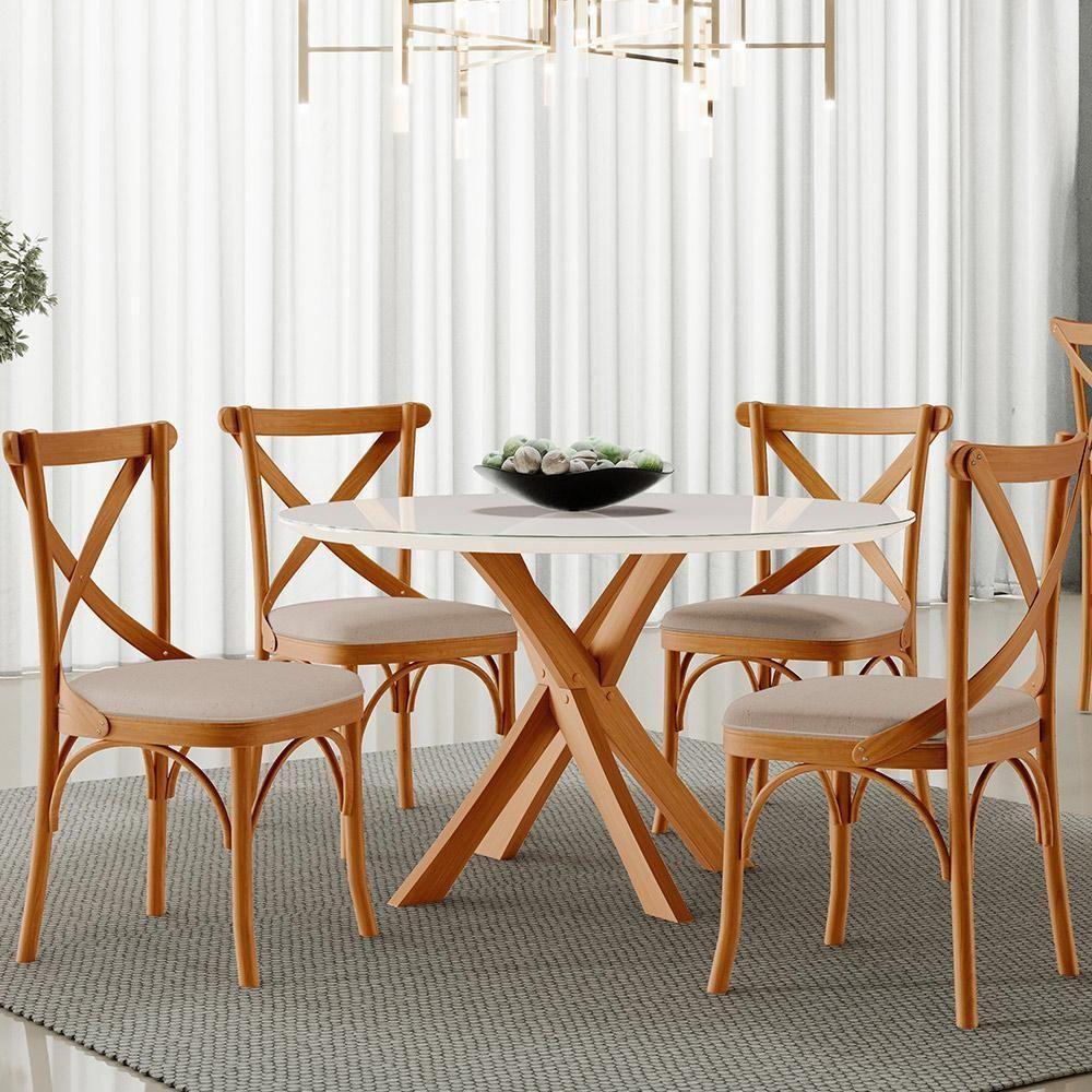 Kit 02 Cadeiras Para Sala De Jantar E Estar Living Estofada ávila L02 Linho Bege Escuro - Lyam - 8