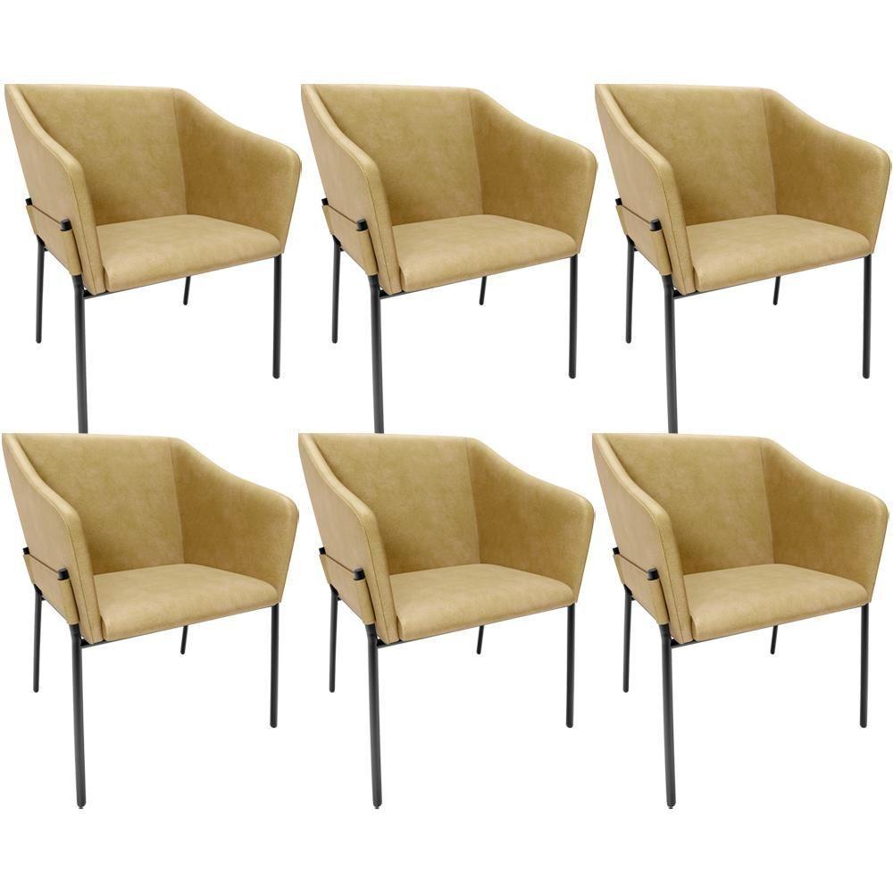 Kit 6 Cadeiras Para Sala De Jantar Estar Living Olívia L02 Couríssimo Fendi - Lyam Decor - 1