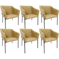 Kit 6 Cadeiras Para Sala De Jantar Estar Living Olívia L02 Couríssimo Fendi - Lyam Decor - 1
