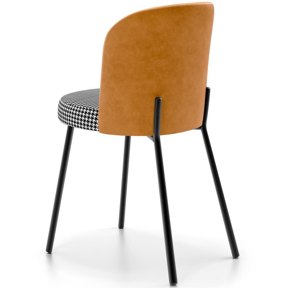 Kit 4 Cadeiras Sala De Jantar Estofada Gavi L02 Couríssimo Whisky Pied Poule - 6