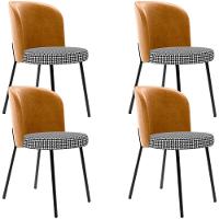 Kit 4 Cadeiras Sala De Jantar Estofada Gavi L02 Couríssimo Whisky Pied Poule - 1