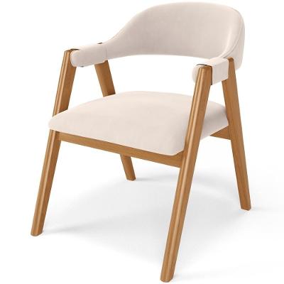 Cadeira De Jantar E Estar Living Estofada Nadja L02 Suede Bege