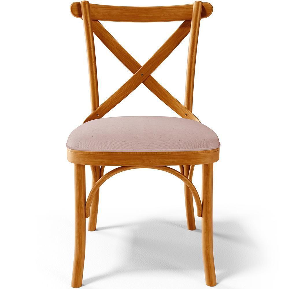 Kit 06 Cadeiras Para Sala De Jantar E Estar Living Estofada ávila L02 Linho Rosê - Lyam - 4