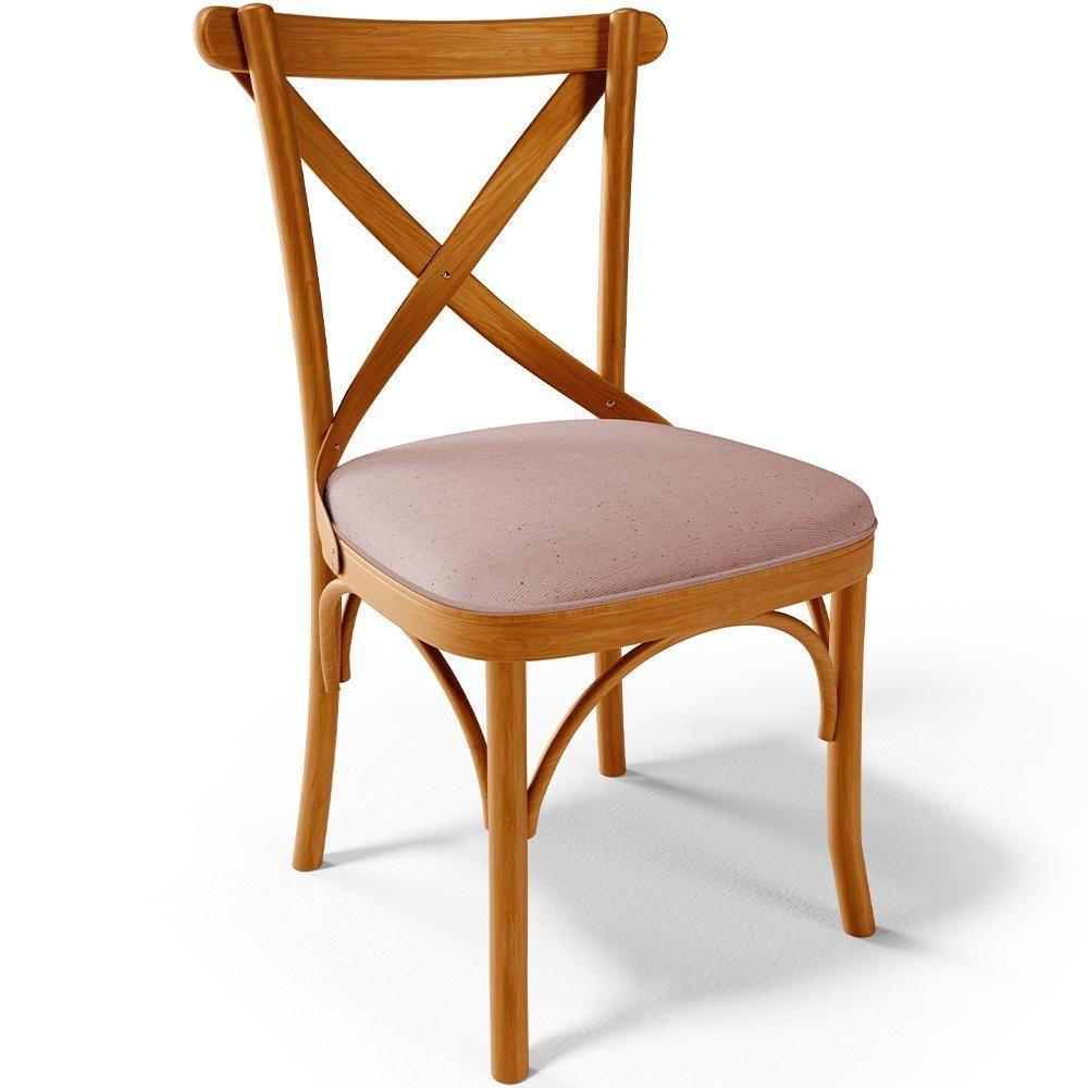 Kit 06 Cadeiras Para Sala De Jantar E Estar Living Estofada ávila L02 Linho Rosê - Lyam - 7