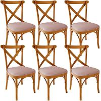 Kit 06 Cadeiras Para Sala De Jantar E Estar Living Estofada ávila L02 Linho Rosê - Lyam - 1