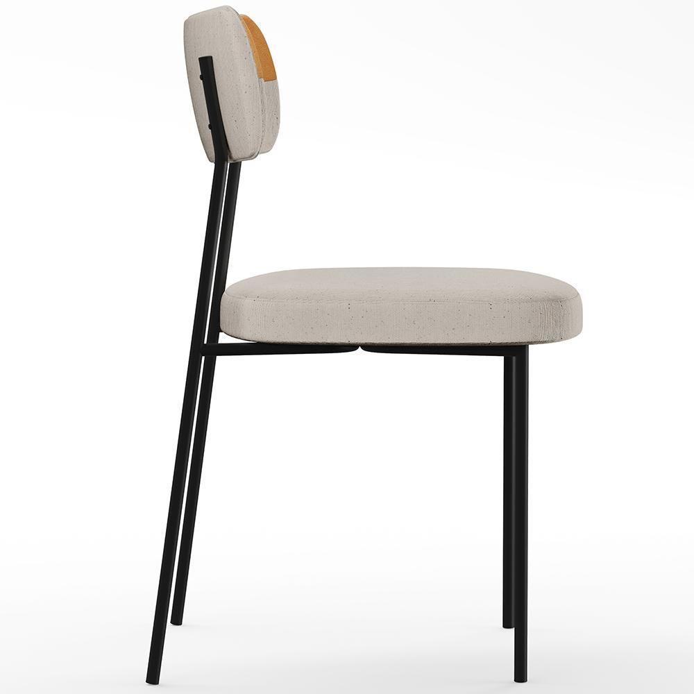 Kit 02 Cadeira Decorativa Estofada Para Sala De Jantar Melina L02 Linho Cru Couríssimo Whisky - Lyam Decor - 2