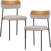 Kit 02 Cadeira Decorativa Estofada Para Sala De Jantar Melina L02 Linho Cru Couríssimo Whisky - Lyam Decor - 1