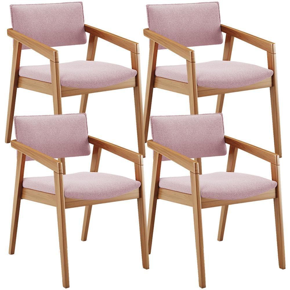 Kit 04 Cadeiras Para Sala De Jantar Estar Living Giorgia B04 Bouclê Rosê - 1