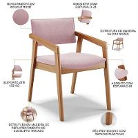 Kit 04 Cadeiras Para Sala De Jantar Estar Living Giorgia B04 Bouclê Rosê - 8