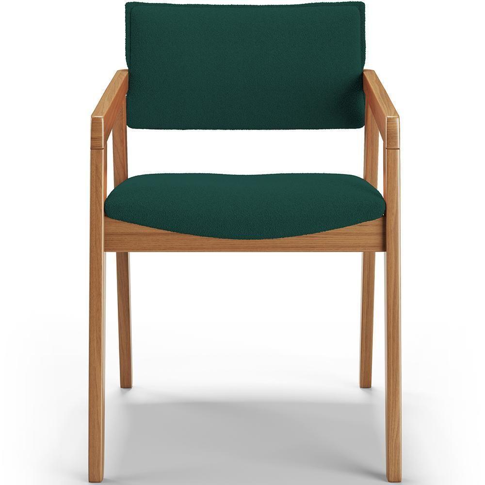 Kit 03 Cadeiras Para Sala De Jantar Estar Living Giorgia B04 Bouclê Verde - 3