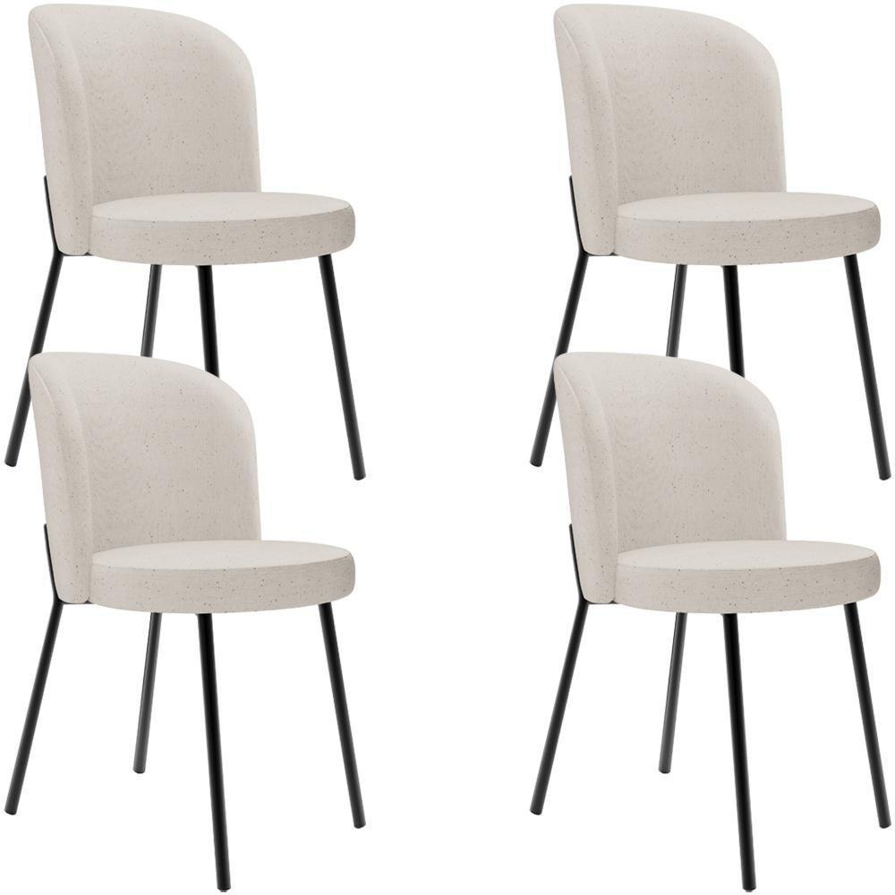 Kit 4 Cadeiras Sala De Jantar Estofada Gavi L02 Linho Cru - 1