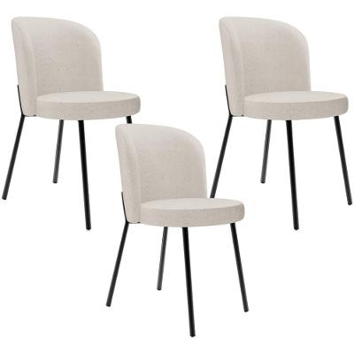 Kit 3 Cadeiras Sala De Jantar Estofada Gavi L02 Linho Cru