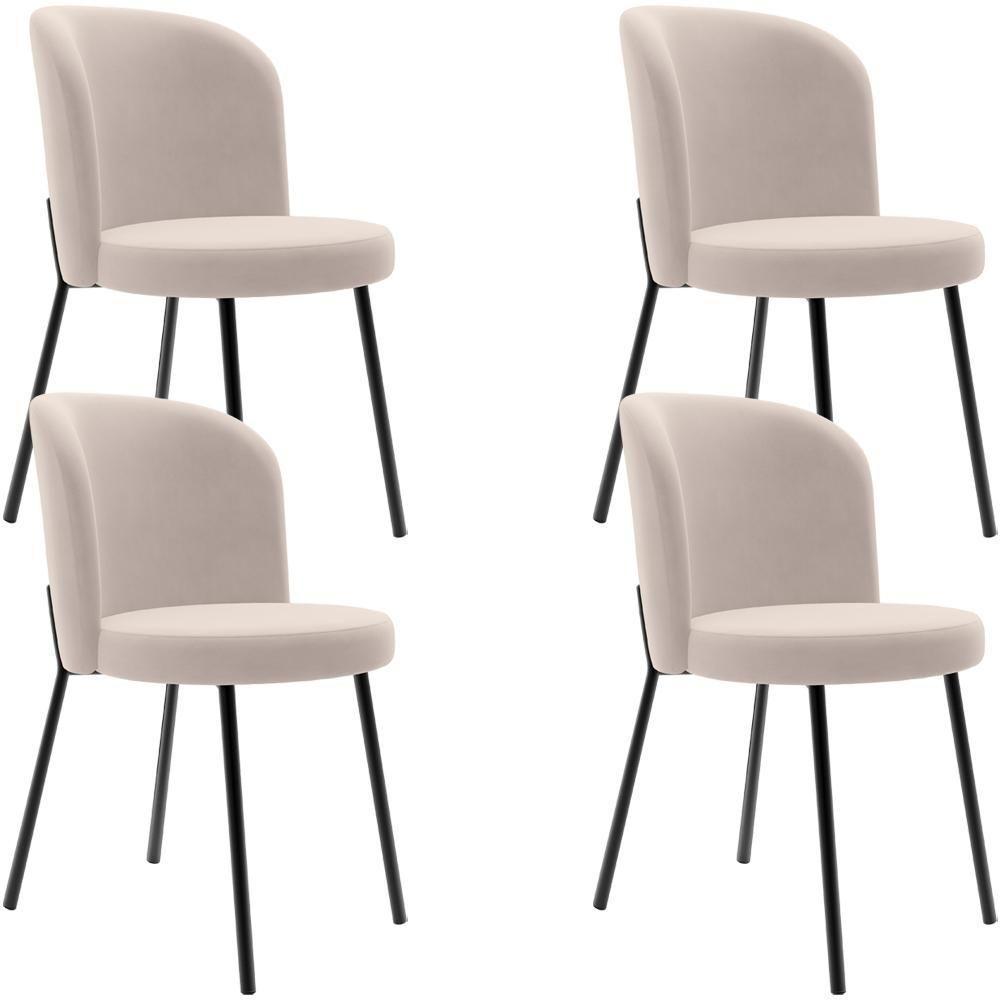 Kit 4 Cadeiras Sala De Jantar Estofada Gavi L02 Suede Bege - 1