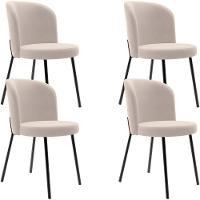 Kit 4 Cadeiras Sala De Jantar Estofada Gavi L02 Suede Bege - 1