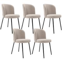 Kit 5 Cadeiras Sala De Jantar Estofada Gavi L02 Bouclê Creme - 1