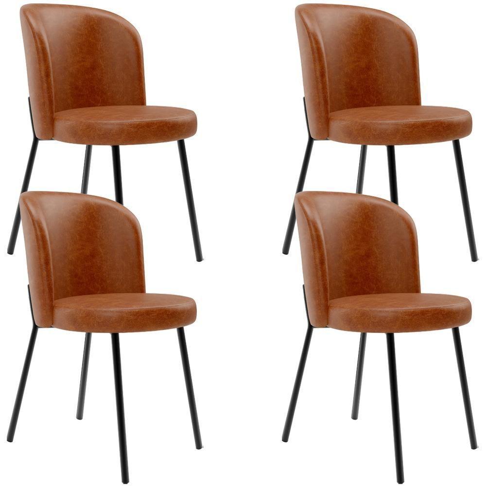 Kit 4 Cadeiras Sala De Jantar Estofada Gavi L02 Couríssimo Camel - 1